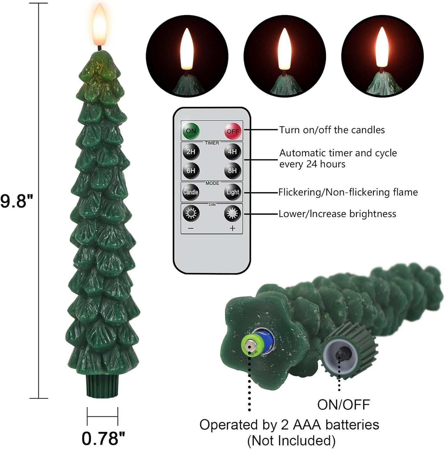 🎄Cozy Christmas Tree Candles with Remote🎄 – Safe, Warm Glow for Holiday Nights
