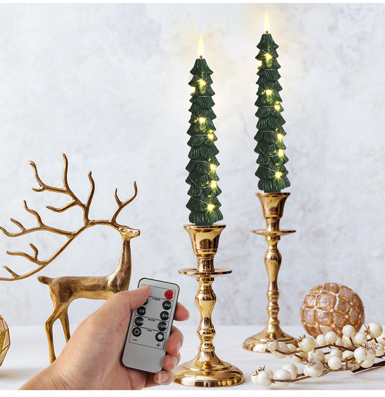 🎄Cozy Christmas Tree Candles with Remote🎄 – Safe, Warm Glow for Holiday Nights