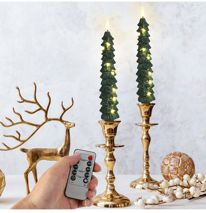 🎄Cozy Christmas Tree Candles with Remote🎄 – Safe, Warm Glow for Holiday Nights