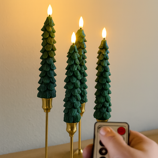 🎄Cozy Christmas Tree Candles with Remote🎄 – Safe, Warm Glow for Holiday Nights